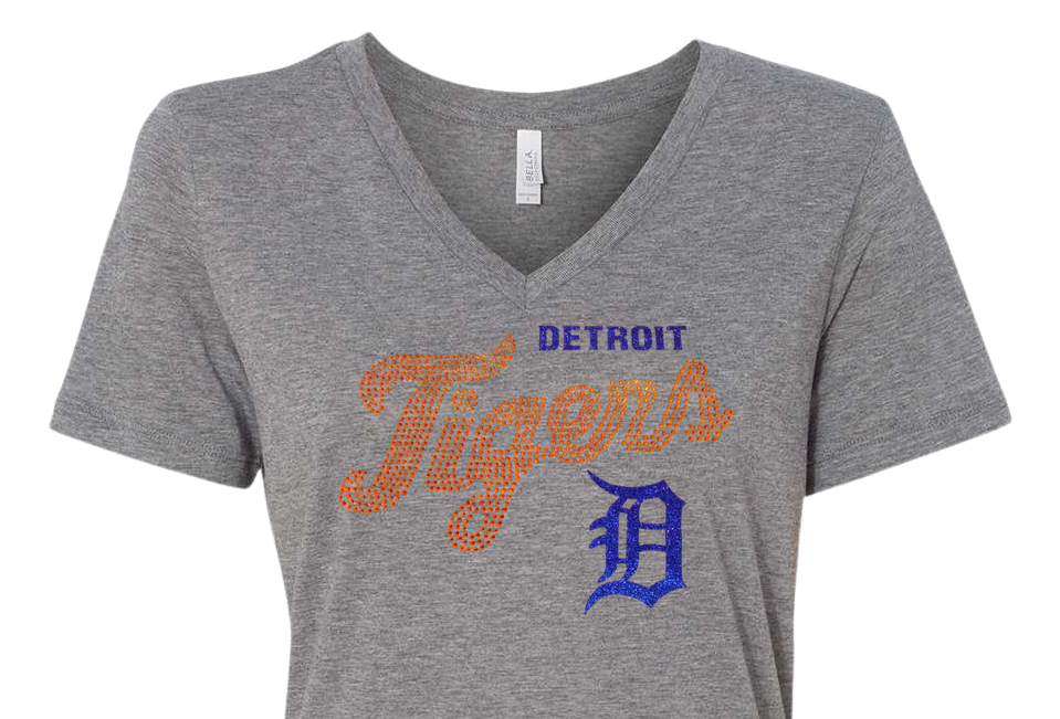 Ladies Detroit Tigers Rhinestone T-Shirt