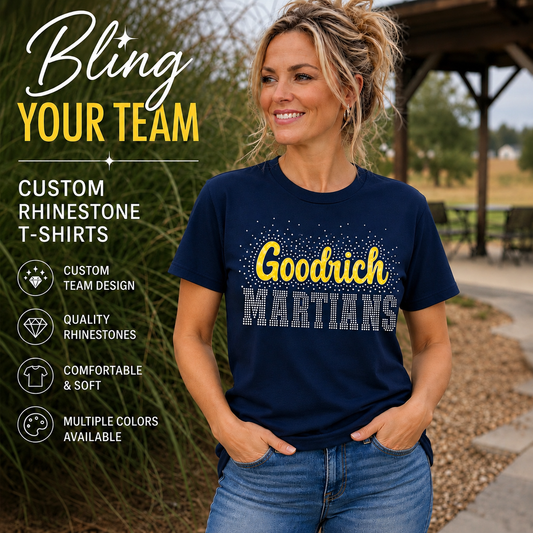 Rhinestone Sports T-Shirt – Custom Bling School Spirit T-Shirt | Unisex S–4X