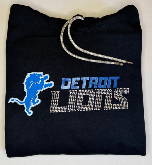 Custom Detroit Lions Rhinestone Hoodie