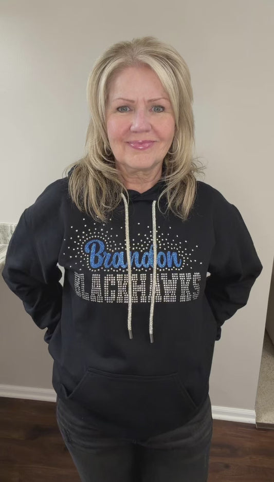 Rhinestone Sports Hoodie – Custom Bling School Spirit Sweatshirt | Unisex S–4X