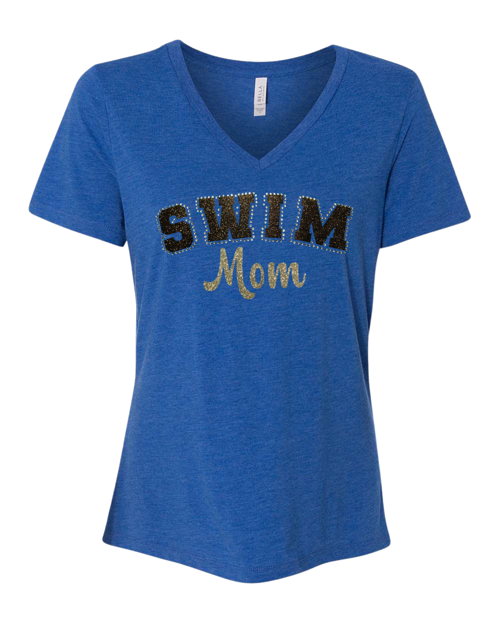 Sports Mom Bling Ladies V-Neck T-Shirt