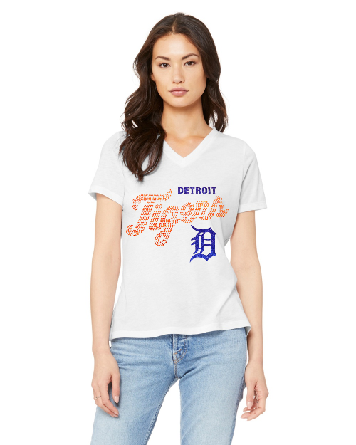 Ladies Detroit Tigers Rhinestone T-Shirt